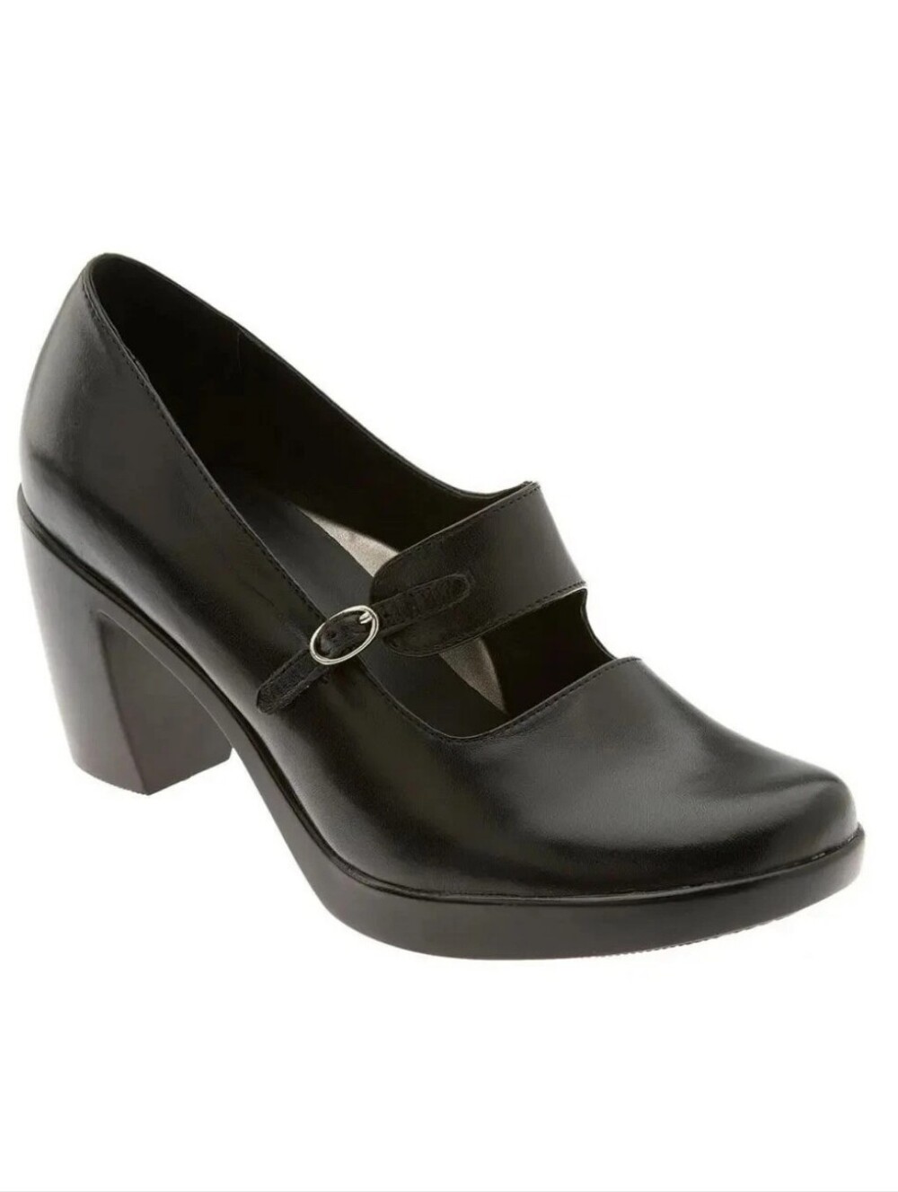 Dansko Tara Black Genuine Leather Mary Jane Chunky Heel Size 39.5 US 9-9.5